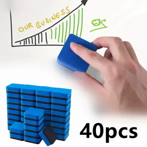 40pcs Magnetic whiteboard dry wipe blackboard cleaning wiper, suitable for classroom teachers, household and office supplies