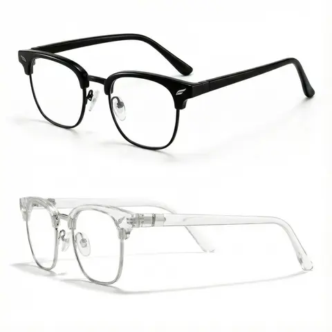 Blue Light Blocking Glasses Semi-Rimless Eyeglasses for Men & Women, Unisex Computer TV Gaming and Reading Glasses - Blue Lens Non-Prescription, Work & Party Daily Wear, Birthday Gift