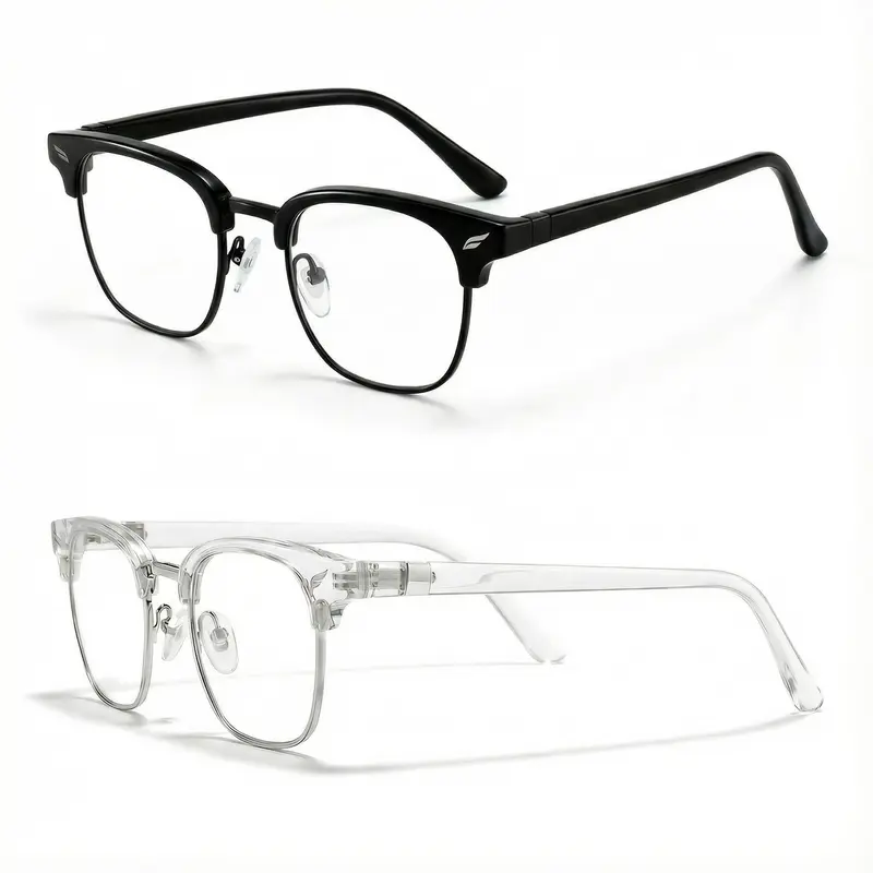 Blue Light Blocking Glasses Semi-Rimless Eyeglasses for Men & Women, Unisex Computer TV Gaming and Reading Glasses - Blue Lens Non-Prescription, Work & Party Daily Wear, Birthday Gift