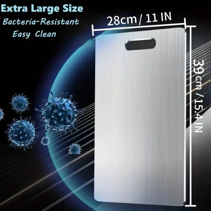 Stainless steel double-sided cutting board, single-piece chopping board, kitchen cutting board for meat and vegetables, kitchen accessory