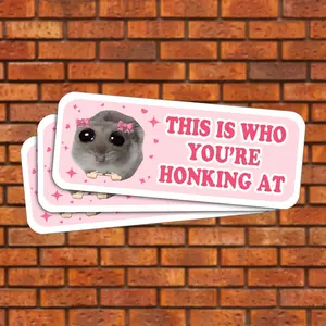 Funny meme This is Who You are Honking at Sad Hamster Sticker, 3x3 inches for Laptop Book Water Bottle Phone Car Hard Hat