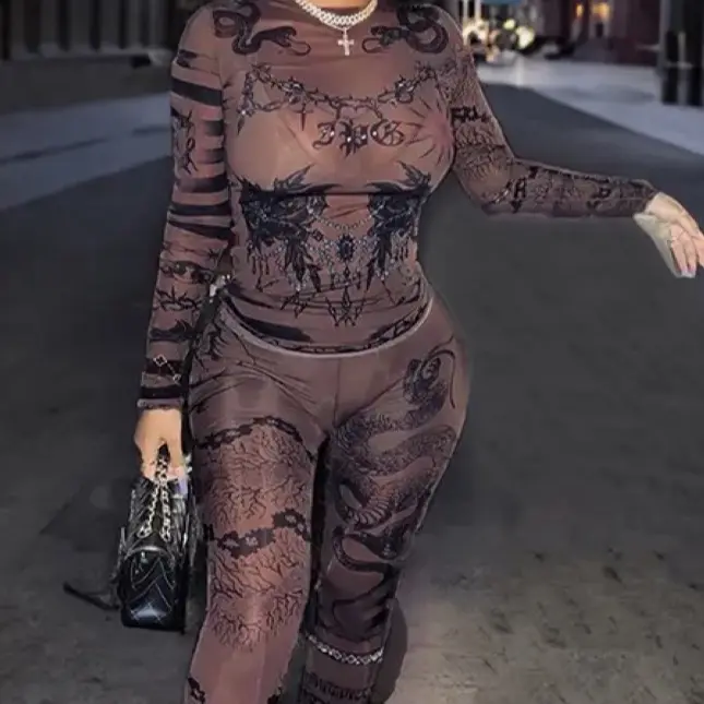 As seen on Married to Medicine Sexy 2 piece mesh printed set