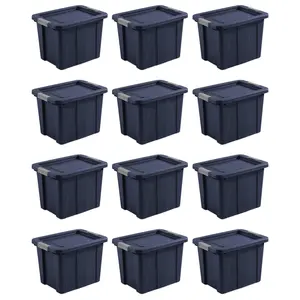 Sterilite 18 Gal Latching Tuff1 Stackable Storage Tote w/ Latching Lid, 12 Pack