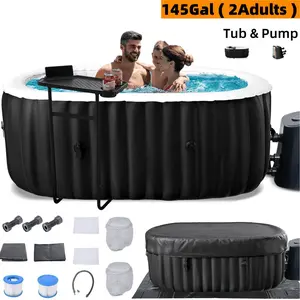 Inflatable Hot Tub, 75” X 47” X 25” Portable Blow up Hot Tub for 2 Adults, Outdoor Spa with 110 Bubble Jets and Built in Heater Pump, Filter