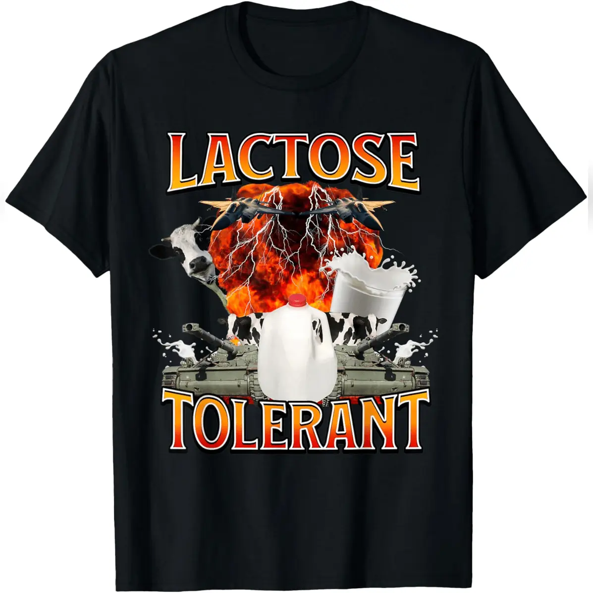 Unisex Lactose Tolerant Graphic T-Shirt, Casual Round Neck Short Sleeve Top in Soft 100% Cotton for Everyday Wear