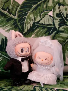 Doll Wedding Couple Outfit Set (No Doll) - Bride & Groom Doll Clothes Tuxedo Wedding Dress Veil Shoes Accessories for Figure Figures