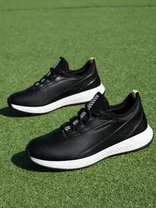 Men's Sporty Anti-Slip Breathable Golf Shoes, Sports Shoes, Artificial Leather Upper, Rubber Sole, Comfortable Outdoor Training Sneakers