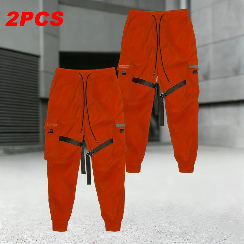 Men's Relaxed Fit Outdoor Hiking Pants Spring & Autumn, 2-Pack, loose work pants with multiple pockets, drawstring waistband, lightweight breathable fabric, perfect for hiking, camping, and everyday casual wear