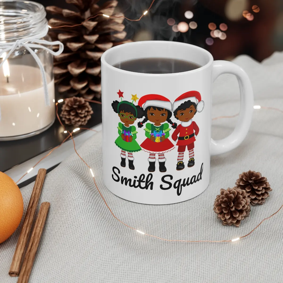 Personalized Family Christmas Mug, Ceramic Holiday Coffee Mug, But First Coffee Mug, Hot Cocoa Mug, Merry Christmas Mug, Teacher Coffee Cup