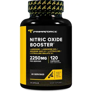 PrimaForce Nitric Oxide Booster 2250mg – L-Arginine & L-Citrulline Capsules for Workout Pump & Blood Flow Support – 120 Capsules (40 Servings)