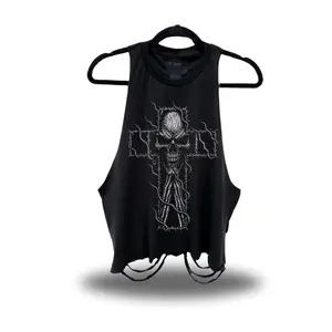 PRAYING CROSS ROAD RASH CROP TANK TOP