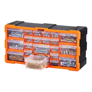 【Super Brand Day】VEVOR 22-Drawer Storage Organizer, Plastic, Drawer Storage Cabinet for Garage Organization, Stackable Small Parts Organizer, Wall-Mounted Toolbox, for Hardware, Beads, Screws, Crafts, Building Bricks,DEALS FOR YOU