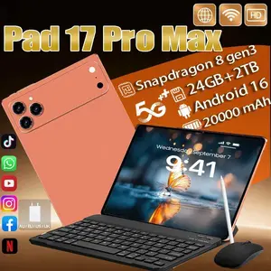 2026 NEW Pad 17 Pro Max Tablet PC 11inch 24GB+2TB Tablets Android 16 Snapdragon8gen3 Tablette PC 20000mAh 5G Dual SIM Mini PC