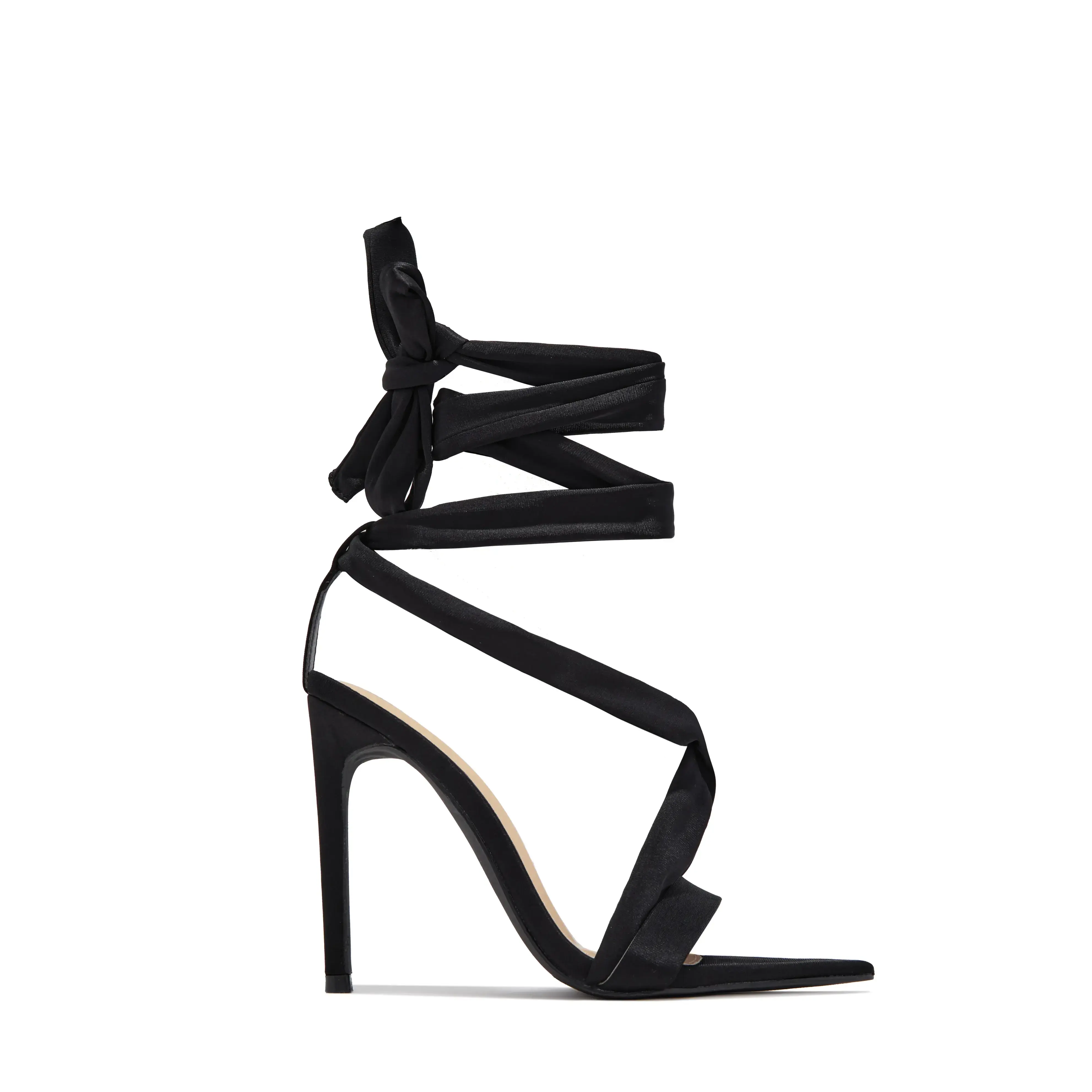 Nikki Ankle Wrap Stiletto Heels - Black
