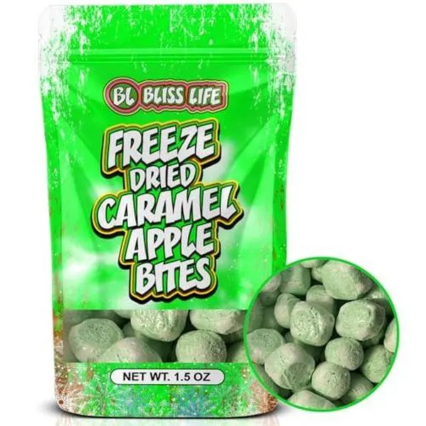 Bliss Life Freeze Dried Candy Bites – Strawberries & Cream, S'mores, Caramel Apple, Orange Creamsicle – Healthy Freeze-Dried Fruit Snacks – All-Natural, Gluten-Free, and Delicious Candy Alternatives (Caramel Apple, 1 Count)