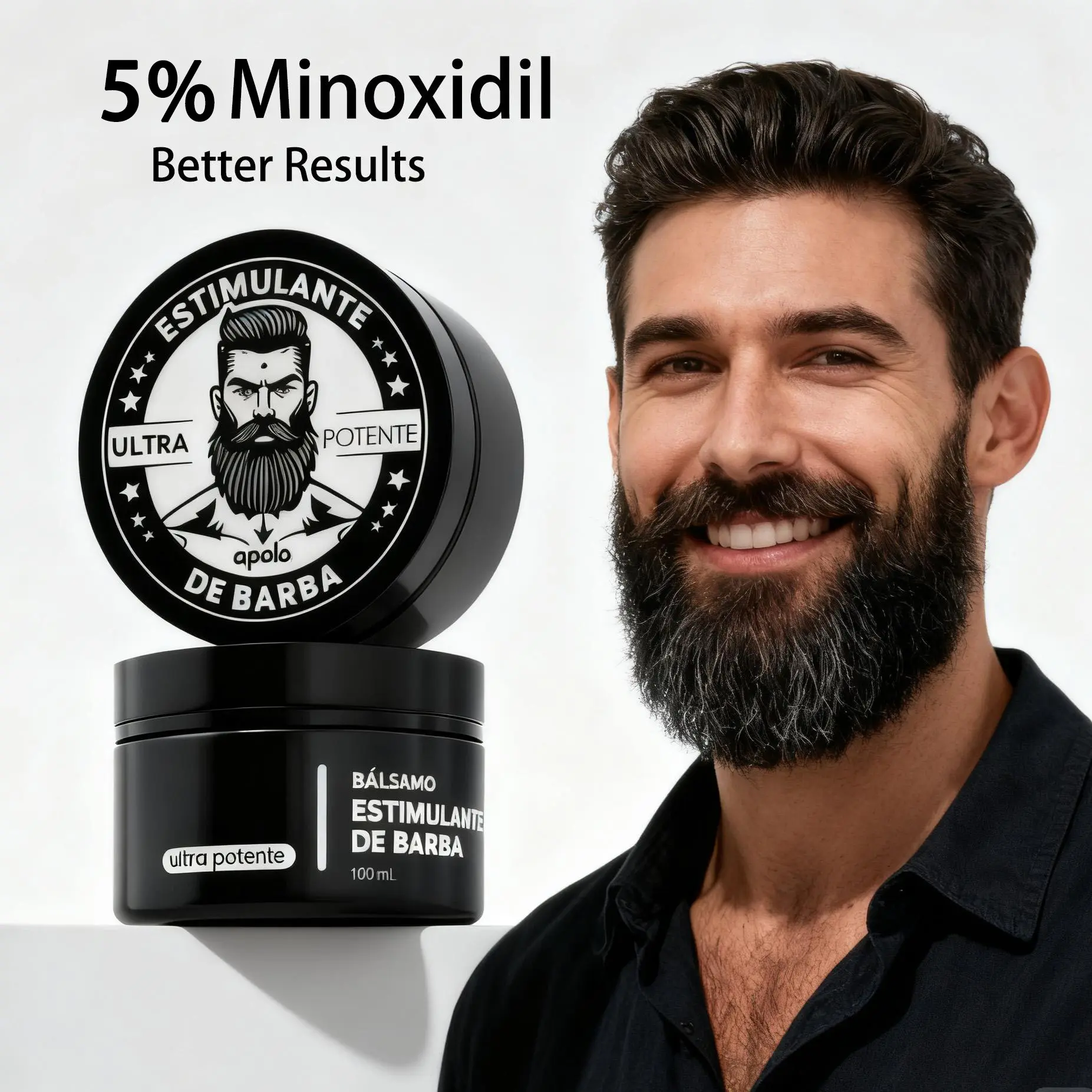 Apolo Ultra-Potent Beard Stimulating Balm 100ML, Nourish Beard Follicles, Enhance Beard Density & Stimulate Natural Beard Growth with Effective Concentrated Formula