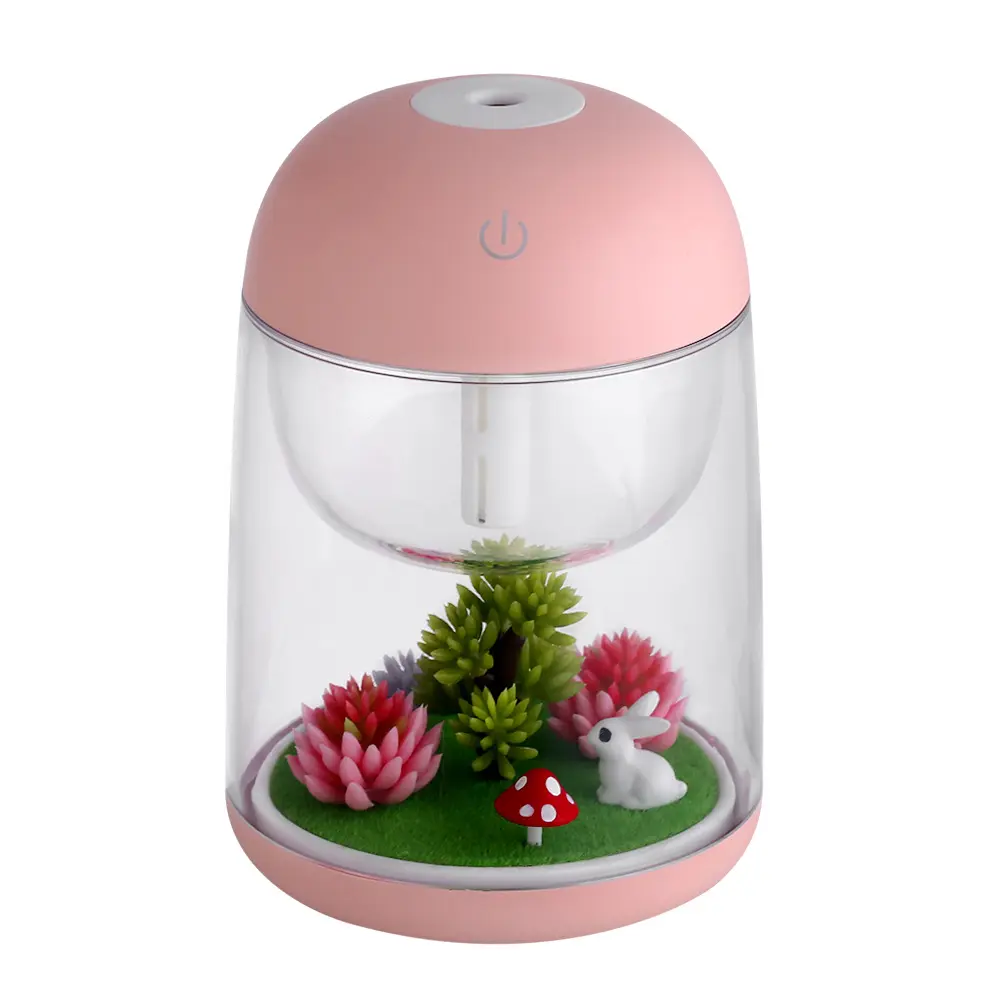 Compact USB Port Mini Micro Landscape Humidifier - 10*15cm, Mist Release, Baby-Safe, Space-Saving, Leakproof, Food-Grade, Non-Toxic, Portable for Bedroom Nightstands & Baby Room, Sleep Aid for Flower-Enhanced Clean Home Use