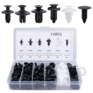 100PCS Car Bumper Clips, Plastic Car Push Pin Rivet Set, 6 Sizes Auto Body Trim Screw Fasteners Push Retainer Clip Kit, Auto Fenders Clips Replacement Parts for Most Cars