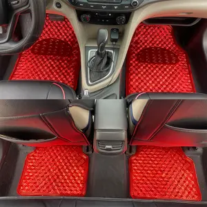 4PC Universal Car Floor Mats 5D Waterproof Dustproof Easy Clean for SUVs & Trucks All Seasons Car Accessories Red Mats
