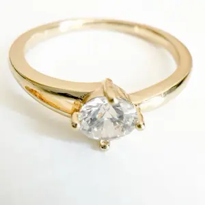 14k Yellow Gold Solitaire Round Cubic Zirconia Engagement StyleRing