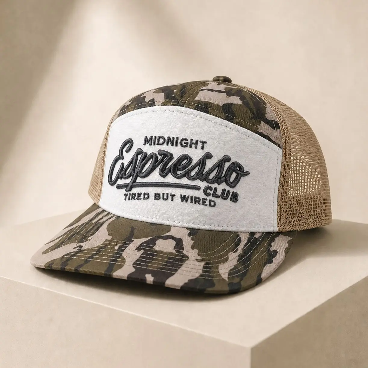 NOVERRA Woodland Camo Outdoor Trucker Hat Breathable Adjustable Mesh Cap