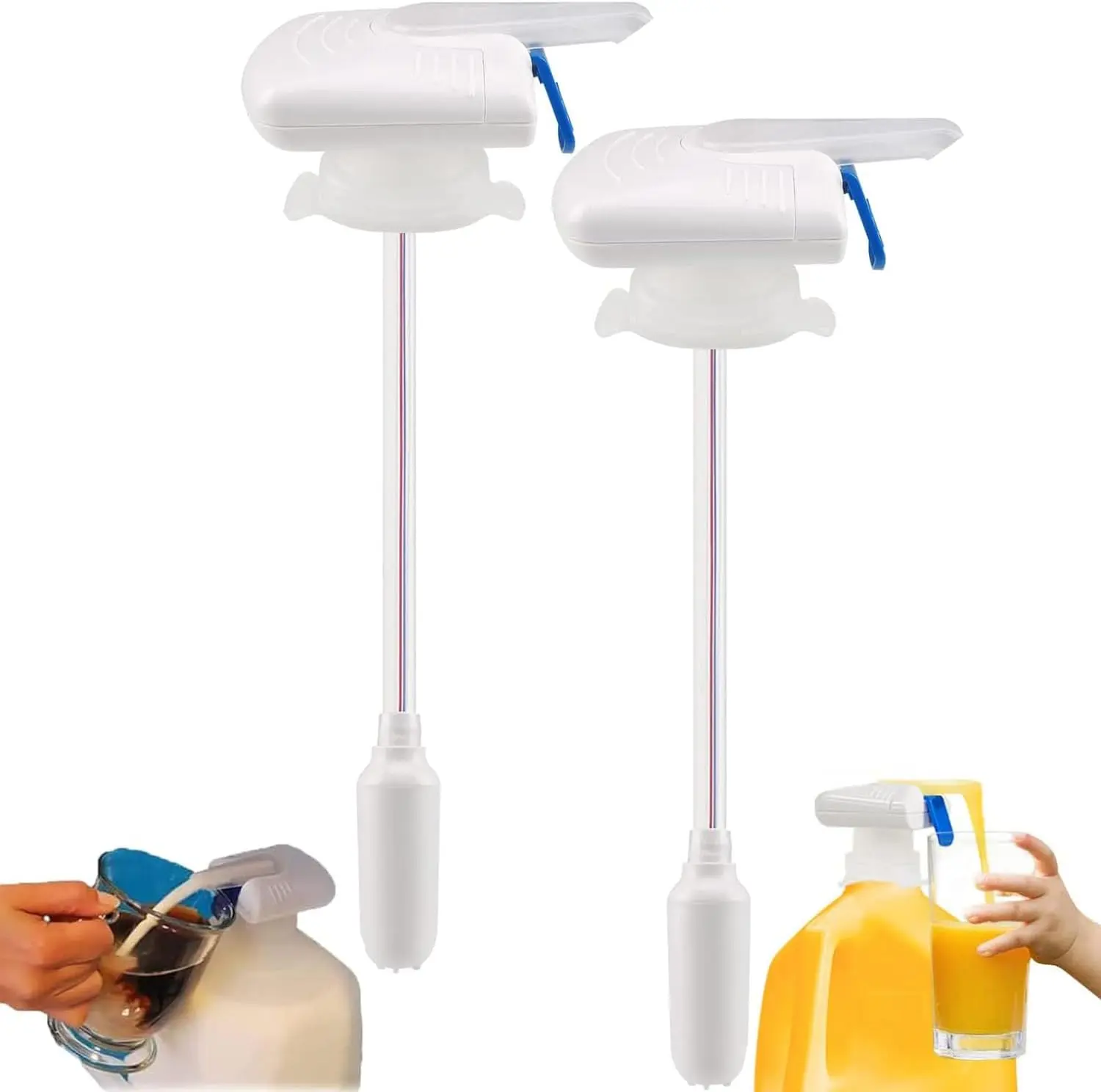2 Pack Automatic Drink Dispenser Electric Beverage Pump One-Hand Operation Portable Milk & Juice Dispenser for Kitchen Outdoor Party Beer Water Soda