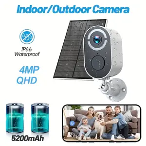 [SummerVibes]Solar Powered Outdoor Security Camera 4MP Full HD 2.4GHz WiFi Wireless Surveillance Camera Full Color Night Vision ai Motion Detection Two-Way Audio IP66 Waterproof 5200mAh Battery App Remote for Home Yard Office Security smart camara cam