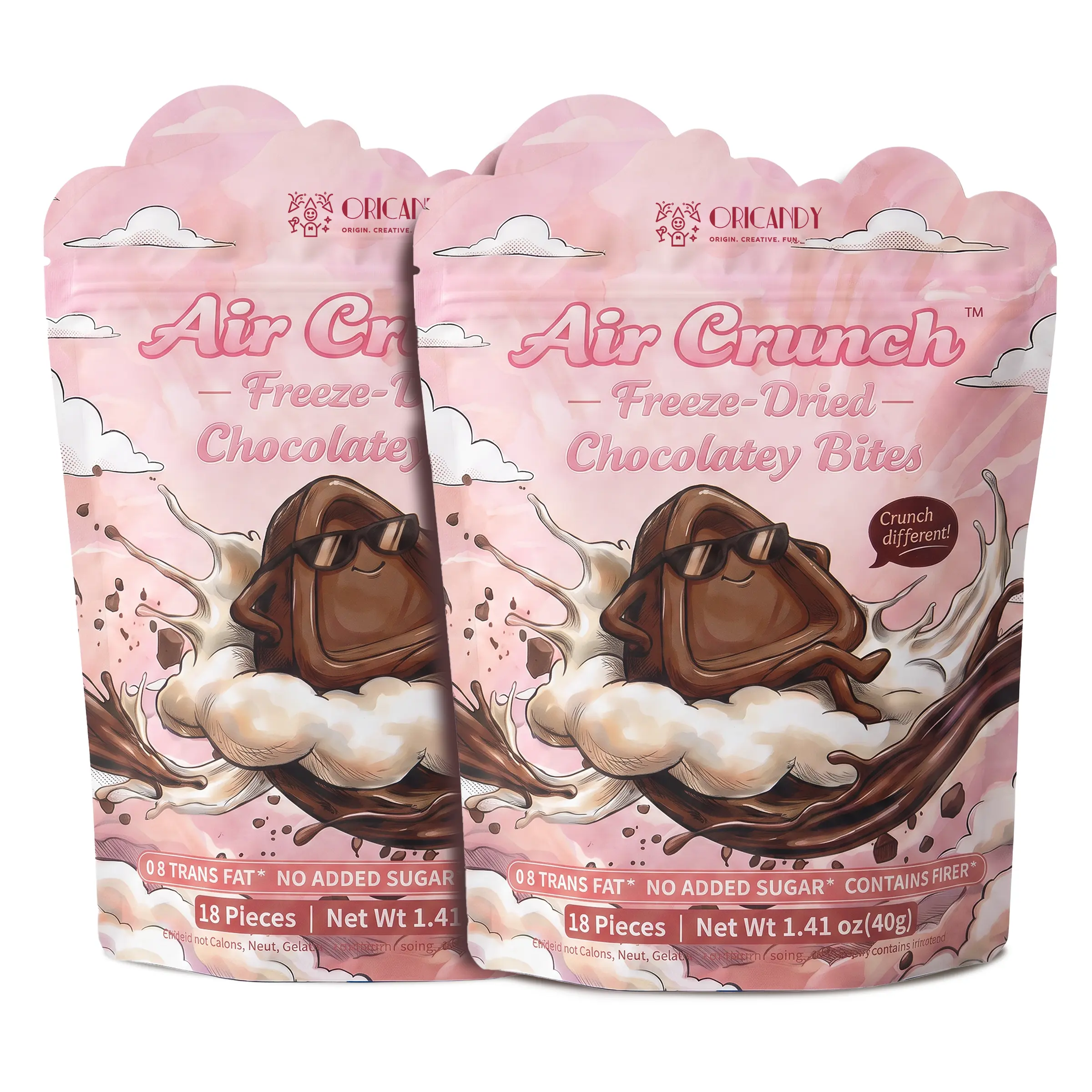 ORICANDY Air Crunch Freeze-Dried Dark Chocolate Bites, Light & Crispy Rich Cocoa Snack with Inulin Fiber, 2-Pack, 36 Pieces, 80g sohochic