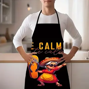 [Father's Day gift] Best Gift Choice 1pc Fun Cartoon Character Apron with Phrases & Sayings for Cooking Baking Cleaning Gardening Playful Patterns for Home Activities Housework Attire Kitchen Utensils