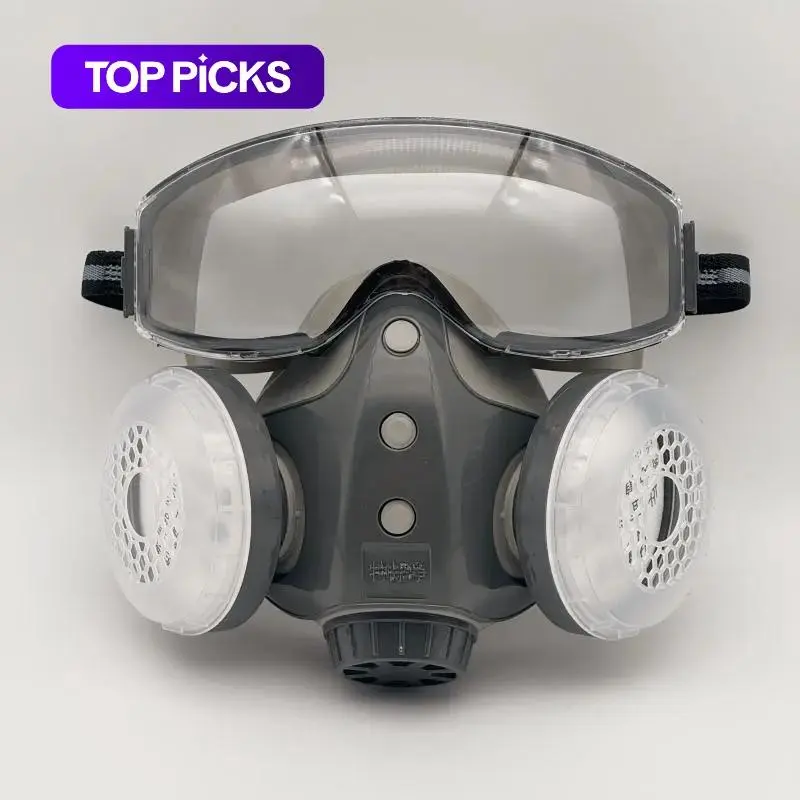 Dust-proof Integrated Respirator Mask, Reusable Half Mask with Goggles, Anti-dust Mask, Dustproof Safety Mask, Respirator Face Mask, Protective Mask for Spray Painting & Woodworking Projects