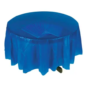 Bulk 12 Pc. 82"  Blue Round Plastic Tablecloths