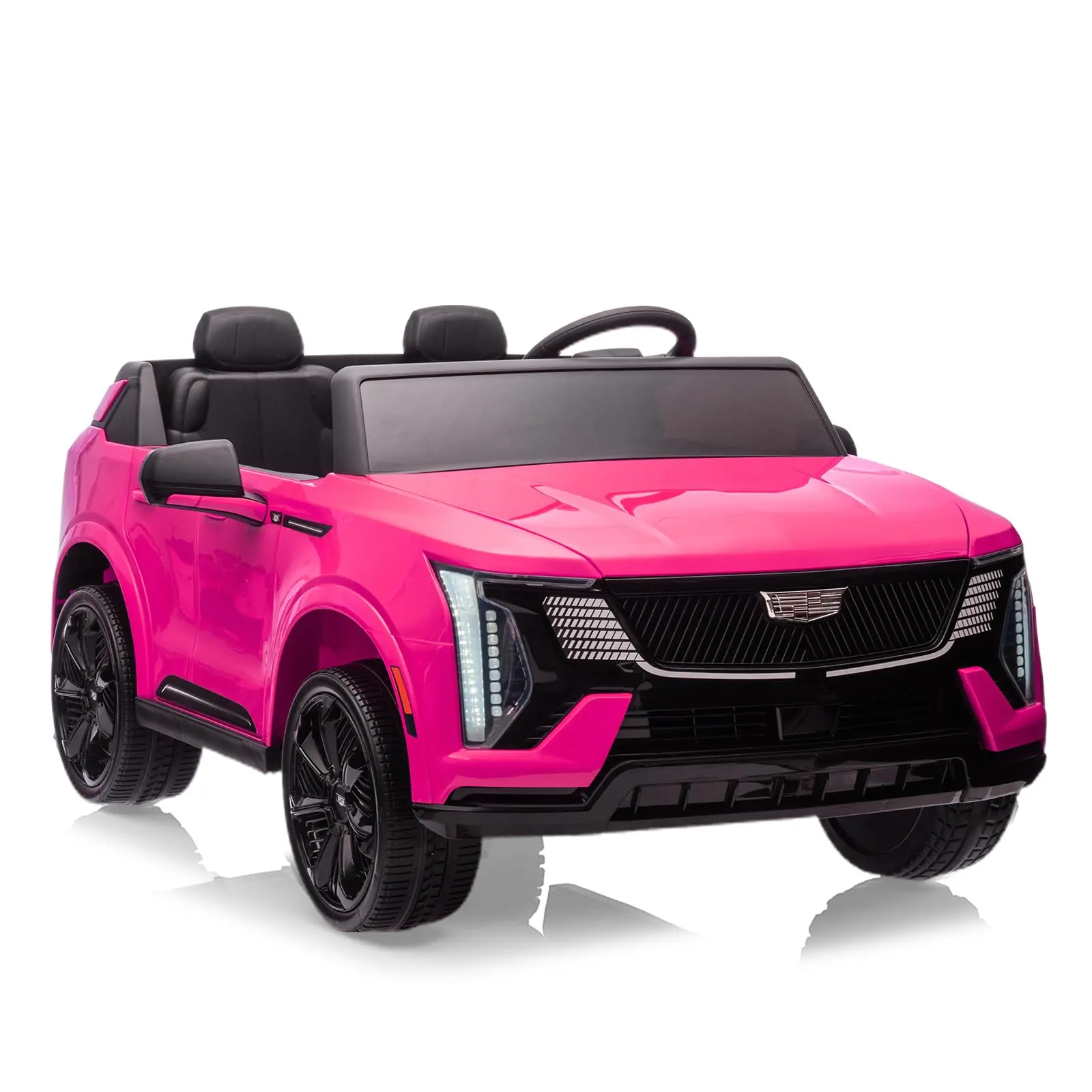 GARVEE Licensed 24V Cadillac Electric Ride-On Car for Kids - 2-Seat Unisex Toy with 4-Wheel Shock Absorbers, Smooth Start, Music Player, LED Lights, Remote Control, Metal Frame, Rechargeable, Authentic Design, Ride on Wheels, 3 Years, Authentic Look, Batt