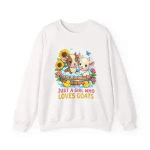 Just A Girl Who Loves Goats Sweatshirt | Cute Goat Kids Graphic