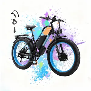 QIKATU, Q7 24 inch wide tire electric bike, adult electric bike 4000W motor mountain bike 69 km/h, 48V 23AH detachable battery electric off-road vehicle 21 speed electric bike front suspension system UL certified, dual motor range 100 to 120 kilometers