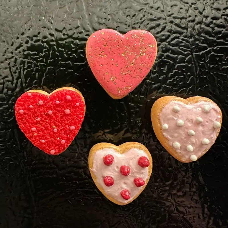 Valentine Sugar Cookie Magnets - Heart-Shaped Decorative Magnets