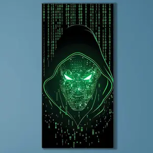 5D Diamond Painting Kit Full Round Drill, Hacker, Numbers, Mystical DIY Mosaic Wall Art, Beginner Craft Set (with Tools), Home Wall Decoration Gift, Diamond Art Kit