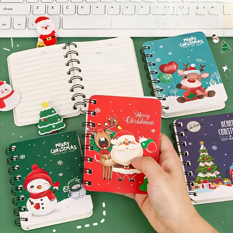 Christmas Series Set, 4-In-1 Atom Pens & Mini Christmas Notebooks, Perfect Holiday Gift for Office & Festive Occasions, Portable Notebook