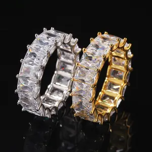 Iced Out Baguette Brass Zircon Ring - Trendy Hiphop Couple Jewelry (Premium Quality)