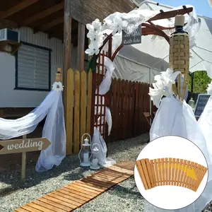 205.74cm Curved Wooden Garden Path - Durable and Non-Slip Textured Outdoor Walkway| Suitable for terraces, poolside areas, and backyards, natural wood flooring (rustic style, easy to clean)