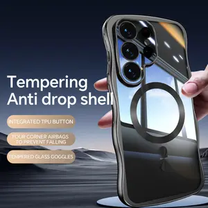 HUTU New high transparent back plate electroplated magnetic mobile phone protective case, For Samsung Galaxy S26/S25/S24/ Ultra Plus, TPU smart button, compatible with MagSafe wireless charging, anti-collision and anti-fall mobile phone accessories