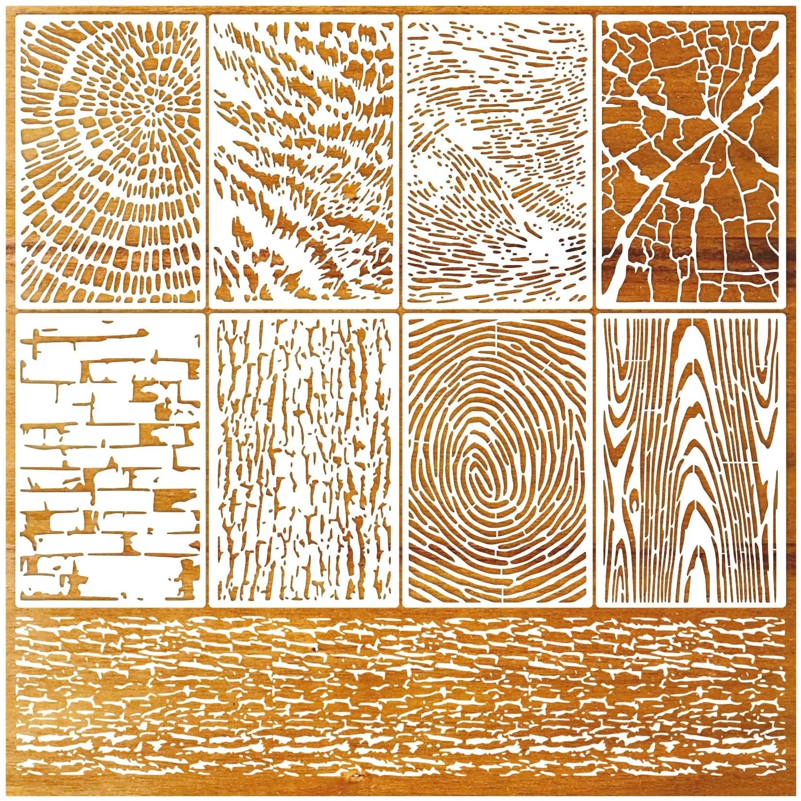 8pcs Irregular Geometric Texture Painting Templates, Washable Reusable, DIY Crafts for Wood Fabric Paper Walls Canvas Floor, DIY Painting Tool, DIY Painting Supplies