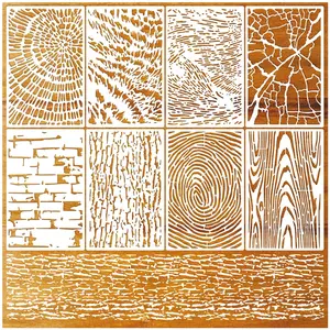 8pcs Irregular Geometric Texture Painting Templates, Washable Reusable, DIY Crafts for Wood Fabric Paper Walls Canvas Floor