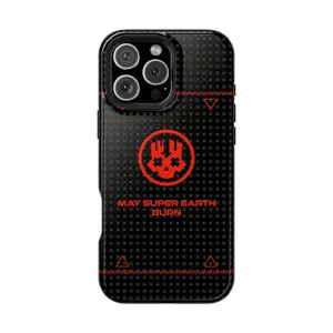 Hdivers phone case Mayy Super Eartth Burrn red skulll design with iPhone 17 Pro Max - SE, Samsung Galaxy S25 S23 S22 S21