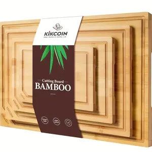4pcs Extra Large Kitchen Bamboo Cutting Board Set, Heavy Duty Cutting Board with Juice Grooves, Bamboo Cutting Board Set for Meat, Vegetables, Fruits.Gift for Mother's Day. Father's Day.father Gift.Family And Friends. Essential Kitchen Tools.