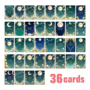 36Pcs Celestial Moon & Floral Affirmation Cards for Women, Gold Style Spiritual Oracle Guidance Deck, Aesthetic Self Care & Mindfulness Gift