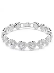 2026 Fashion Jewelry New Arrival Heart Bracelet, Sparkling High-Quality Tennis Ball Plated Silver Chain, Luxury Holiday Gift for Women
