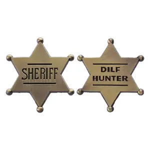 2pcs/set Zootopia Enamel Pins Bronze Hexagon Dilf Hunter She Riff Metal Brooches Lapel Backpack Badge Fashion Jewelry Accessories Gifts for Friends