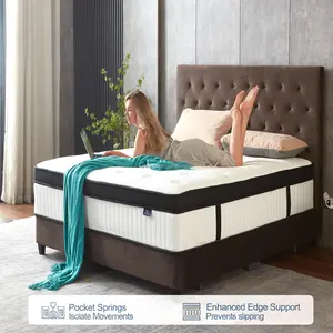 14'' Queen Size Mattress Hybrid Mattress, Individually Pocket Springs Pressure Relief Medium Firm Mattress in Box