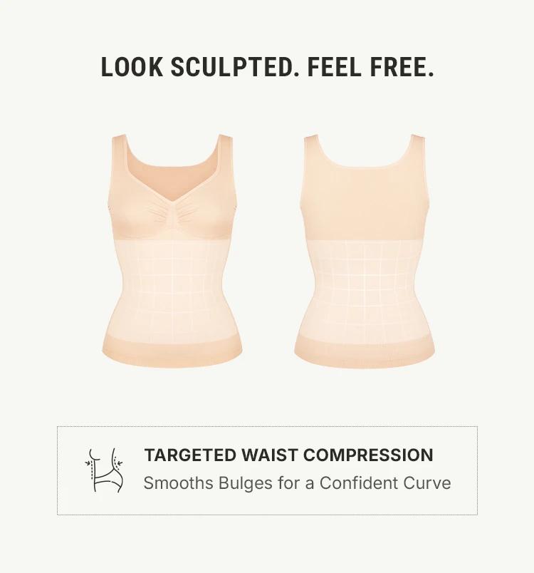 FeelinGirl Women Tank Tops Shapewear Tummy Control Compression Tank Diamond Collar Seamless Wide Shoulder Strap Body Shaper Camisole Tops for Women SpringStatements