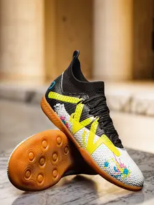 Men's All Over Print Lace Up Sports Soccer Shoes, Breathable Comfortable Non-slip Sports Soccer Shoes, Professional Football Cleats for Training & Competition Turf Shoes, Training Soccer Boots, TF Soccer Shoes